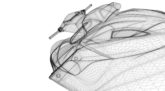 Foto jetski isolierte vorderansicht, karosseriestruktur, drahtmodell