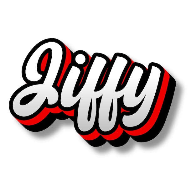 Jiffy Text 3D Silber Rot Schwarz Weiß Hintergrund Foto JPG