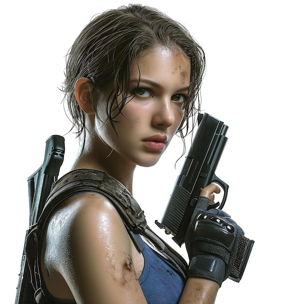 Jill Valentine Resident Evil isolado em fundo branco