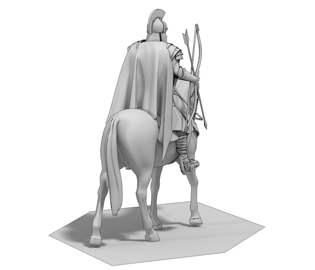 jinete, guerrero, a caballo, 3d, interpretación, 3d, ilustración