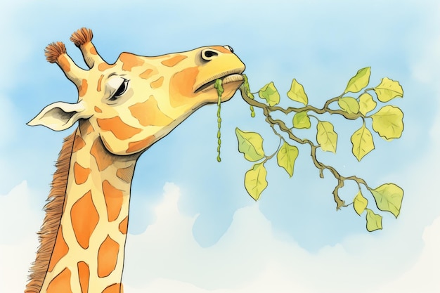 Foto una jirafa alcanzando para comer hojas de un árbol