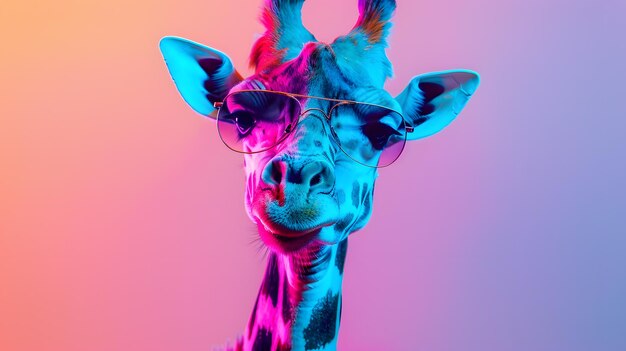 Foto una jirafa con gafas de sol y una girafa con gachas de sol