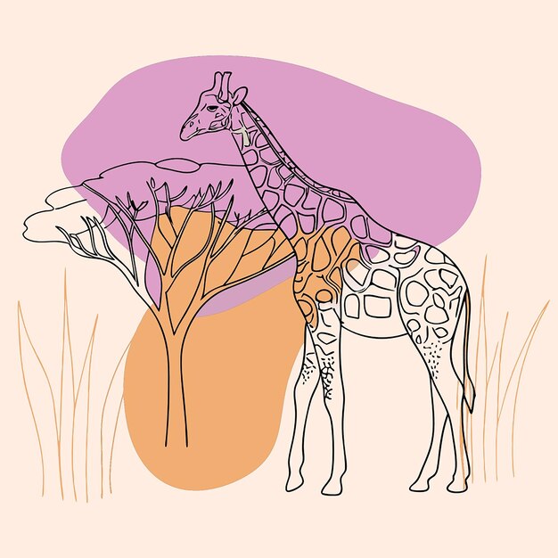 una jirafa con una jirafa en ella y un árbol en el fondo