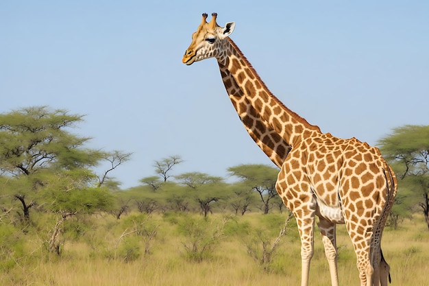 Jirafa en el parque nacional de sabana kruger sudáfrica