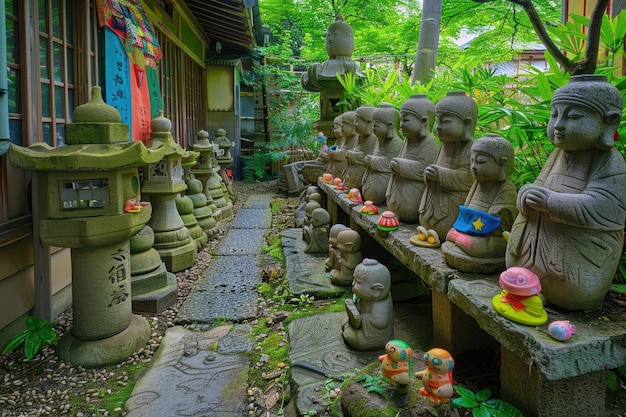 Jizo-Statuen im Zojoji-Tempel ehren ungeborene Kinder