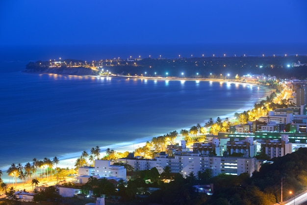 joao pessoa paraiba brasil el 8 de octubre de 2012 vista nocturna de la playa de cabo branco