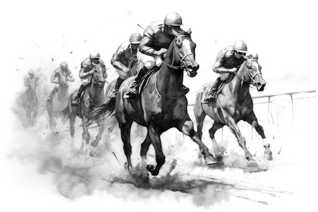 Jockeys sprinten mit Pferden auf einem Pferderennturnier