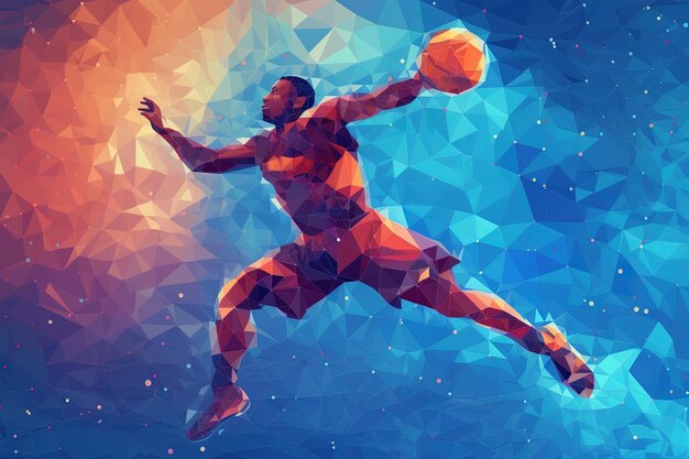 Ilustração de jogador de basquete, jogador de basquete Slam dunk