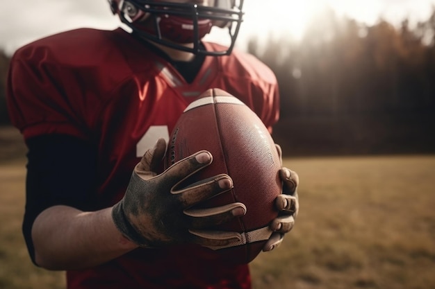 Jogador de futebol americano em fundo escuro Generative AI