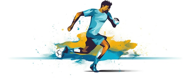 Jogador de futebol chutando esboço de bola doodle ilustração de jogador de futebol fifa gerado por Ai