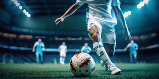 Contraste Entre Dois Jogadores De Futebol Tentando Chutar a Bola Imagem de  Stock - Imagem de grama, arena: 202289723