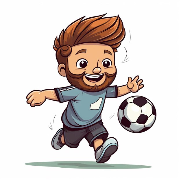 jogador de futebol de desenho animado correndo com bola generativa ai