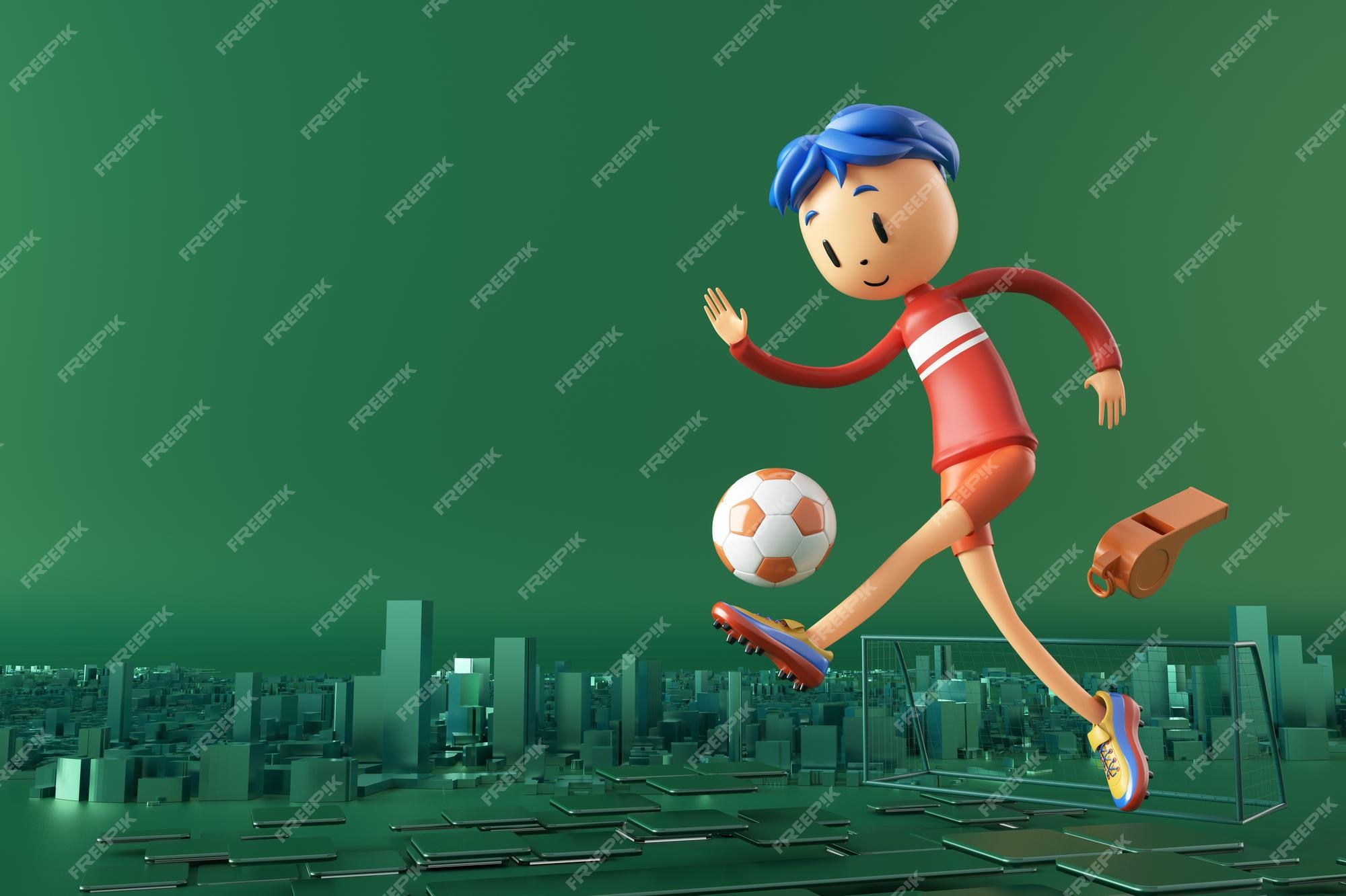 Futebol bola de futebol dos desenhos animados do jogador cartazes para a  parede • posters chutando, desenhos animados, imagens