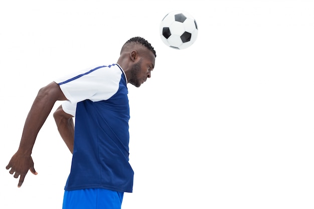 Jogador de futebol em bola azul