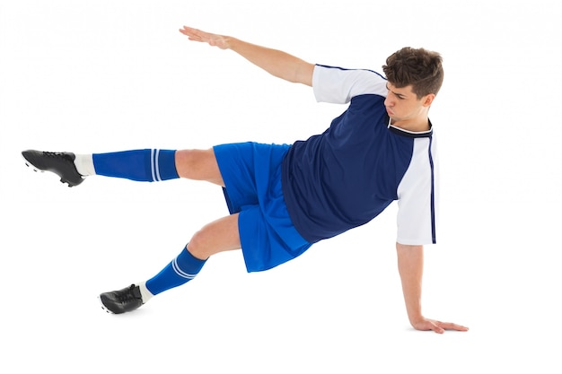 Foto jogador de futebol em jersey azul