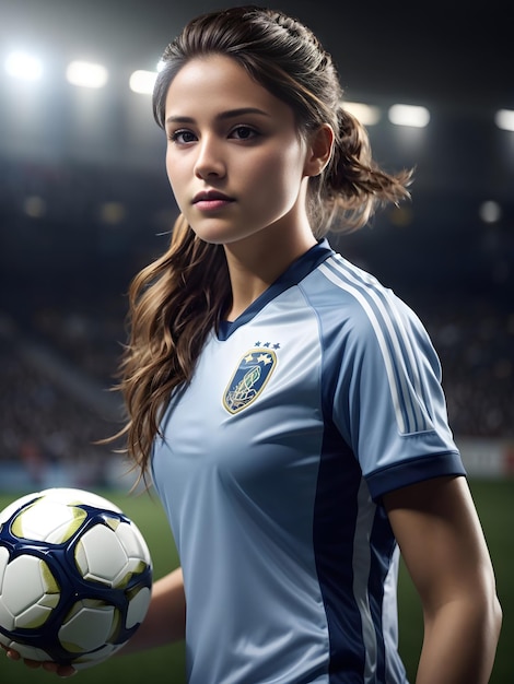 Jogador de futebol feminino gerado por IA