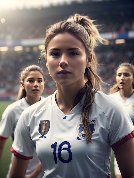 Jogador de futebol feminino gerado por IA