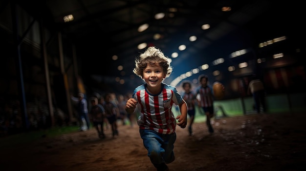 Jogador de futebol na arena Foto de alta qualidade