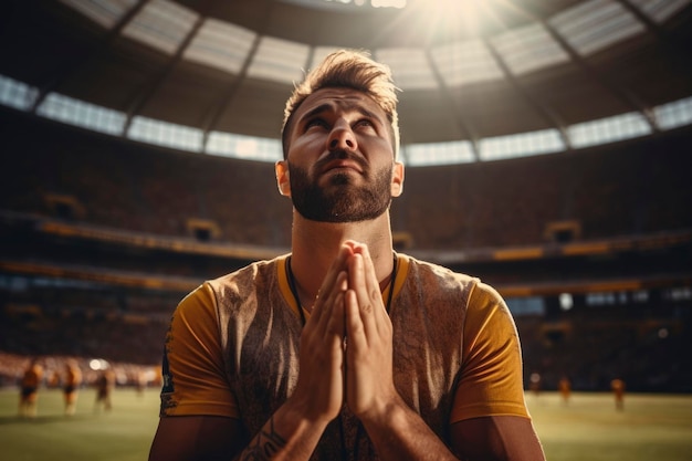 Jogador de futebol no estádio