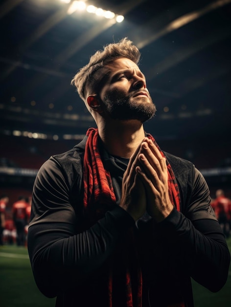 Jogador de futebol no estádio