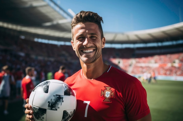 Jogador de futebol no estádio