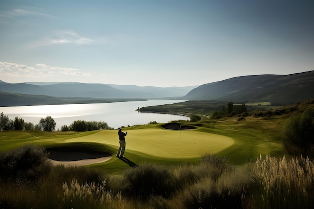 Jogador de golfe no campo Rede neural AI gerada