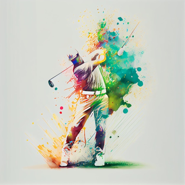 Jogador de golfe ou ilustração de homem de jogador de golfe em estilo abstrato