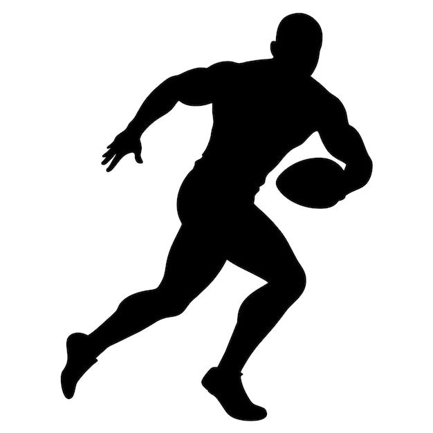 Jogador de rugby correndo silhueta vetorial ilustração de cor 1