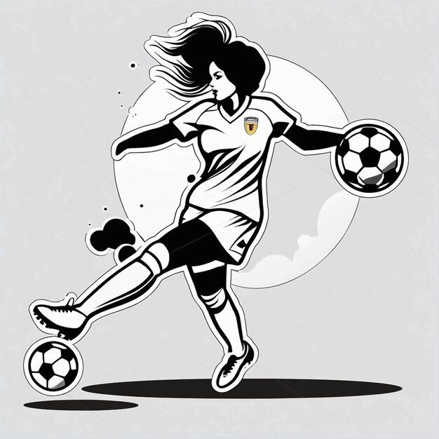 Foto jogadora de futebol feminina chutando uma bola de futebal