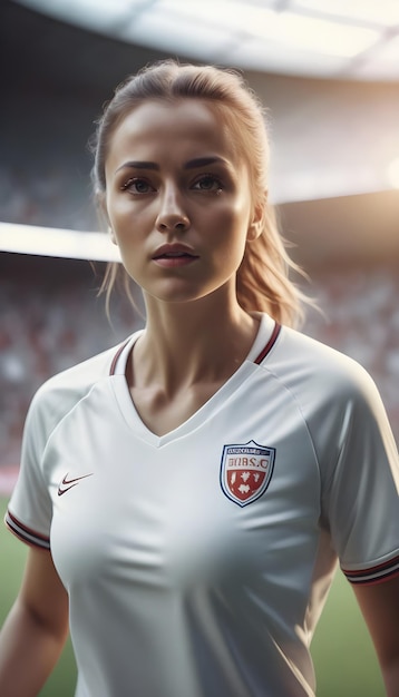 jogadora de futebol sexy em uma camisa branca