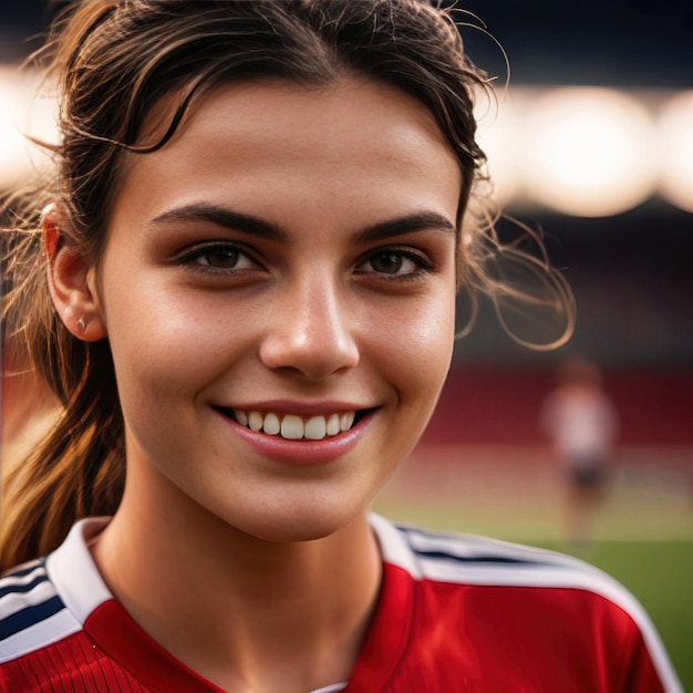 jogadora de futebol sorrindo