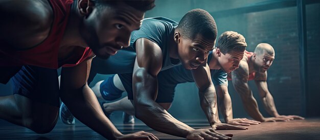 Foto jogadores de basquete, diversos homens, auxiliando na academia copiar espaço, atividade esportiva inalterada, trabalho em equipe e estilo de vida