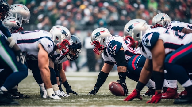 Jogadores de futebol americano em um jogo do super bowl Ilustrador AI generativo