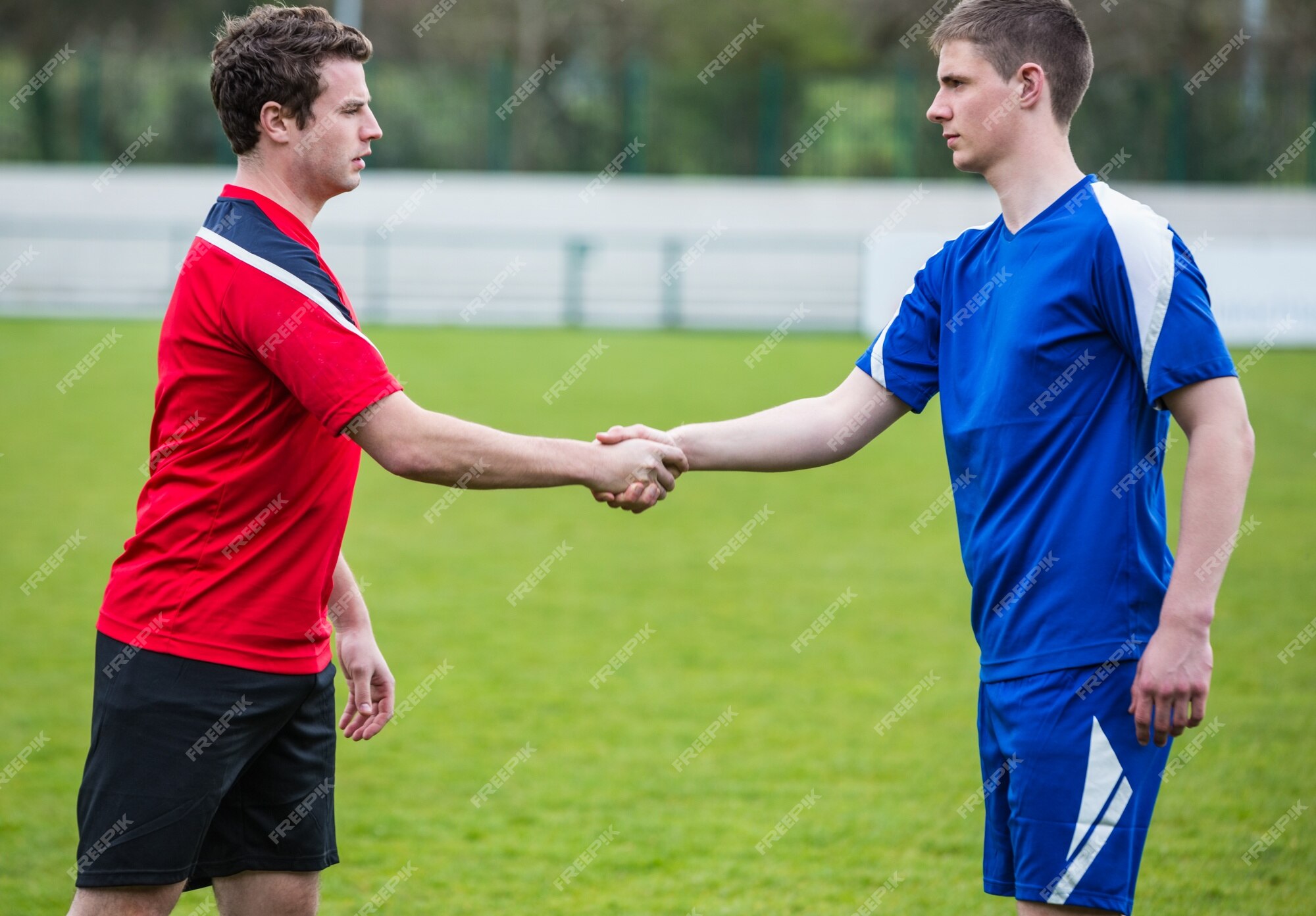 Foto Duas pessoas apertando as mãos em um jogo de campo de futebol – Imagem  de Futebol grátis no Unsplash