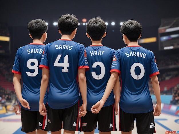 Jogadores de futebol entrando no campo de futeball no estádio profissional Eles estão saindo da sombra clima ensolarado multidão animada