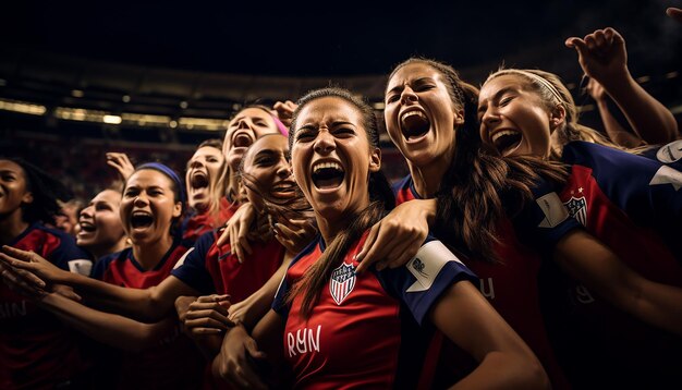 jogadores de futebol feminino mostrando as emoções compartilhadas entre os jogadores