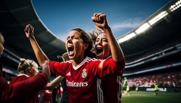 jogadores de futebol feminino mostrando as emoções compartilhadas entre os jogadores