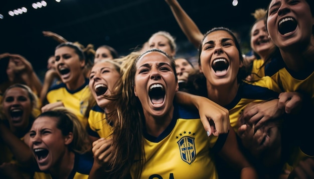 jogadores de futebol feminino mostrando as emoções compartilhadas entre os jogadores