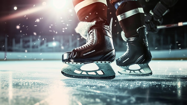 Jogadores profissionais de patinação no gelo retrato em close