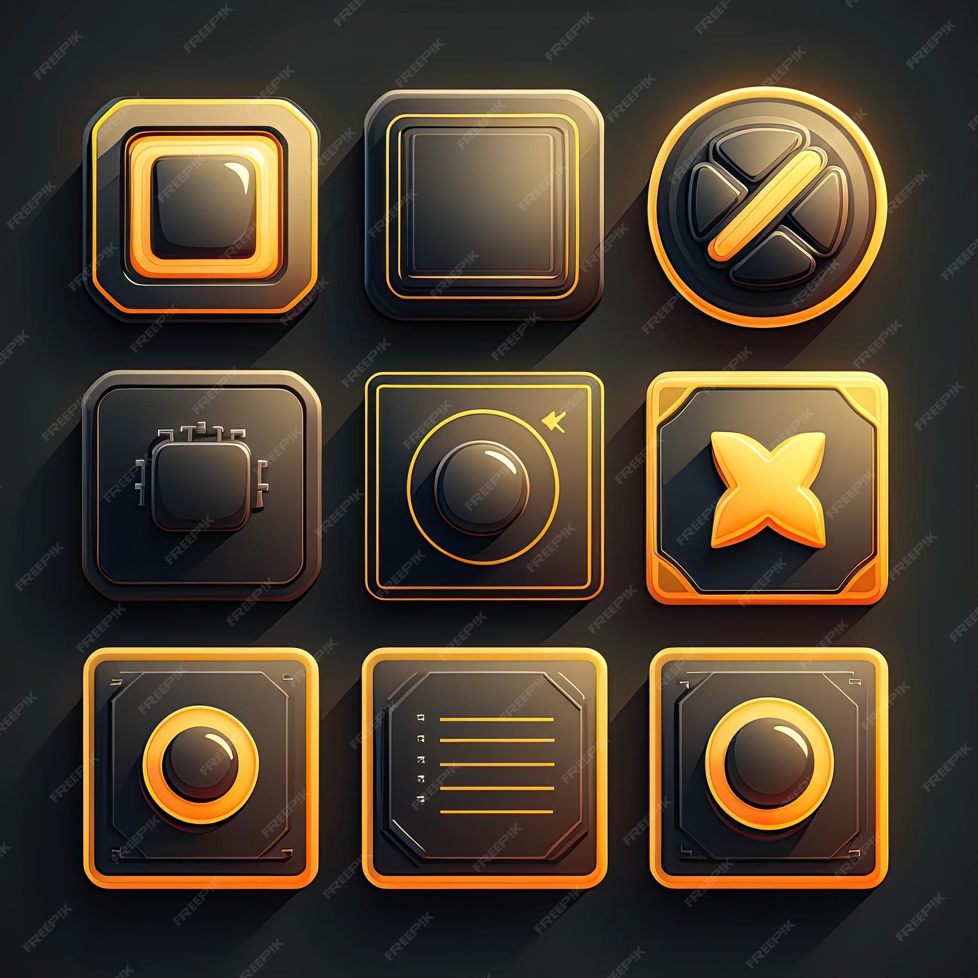 Design de botão de jogo quadrado ai ícone de interface gerado
