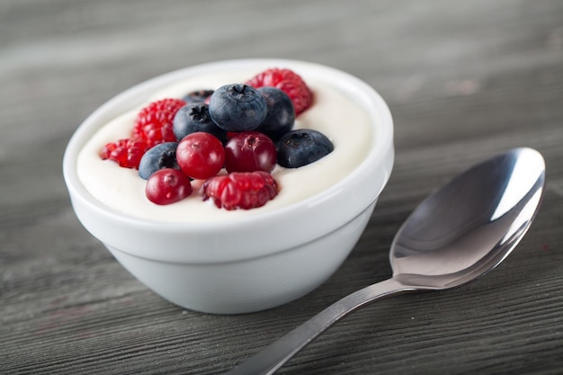 Joghurt-Joghurt-Frucht-Dessert weiß Bio-Holz