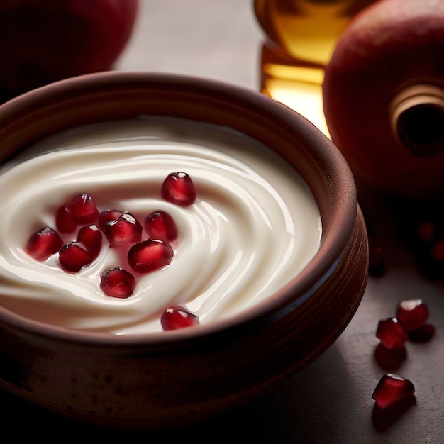 Joghurt mit Granatapfel und Öl