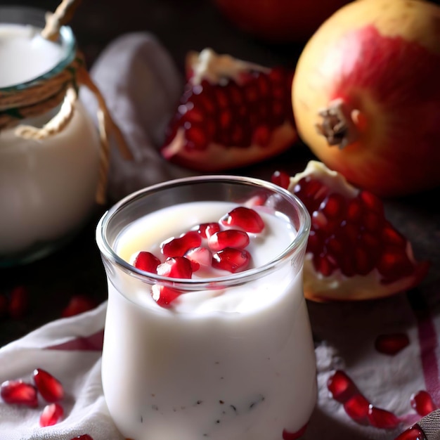 Joghurt mit Granatapfel und Öl