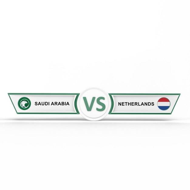 Jogo da Arábia Saudita VS Holanda em fundo branco