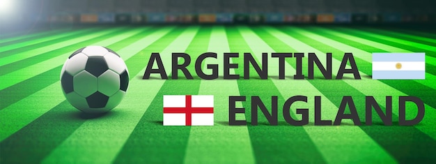 Jogo de futebol Argentina vs Inglaterra ilustração 3d