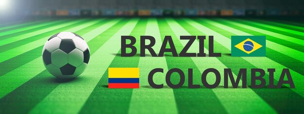 Foto jogo de futebol de futebol brasil vs ilustração 3d da colômbia