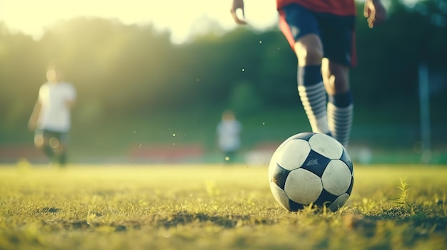 Foto jogo de futebol estádio com uma bola jogos desportivos