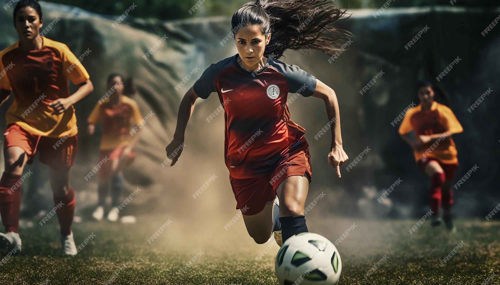 Jogo de futebol feminino no campo de futebol fotografia editorial