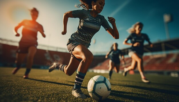 Jogo de futebol feminino no campo de futebol fotografia editorial Jogos de futebol