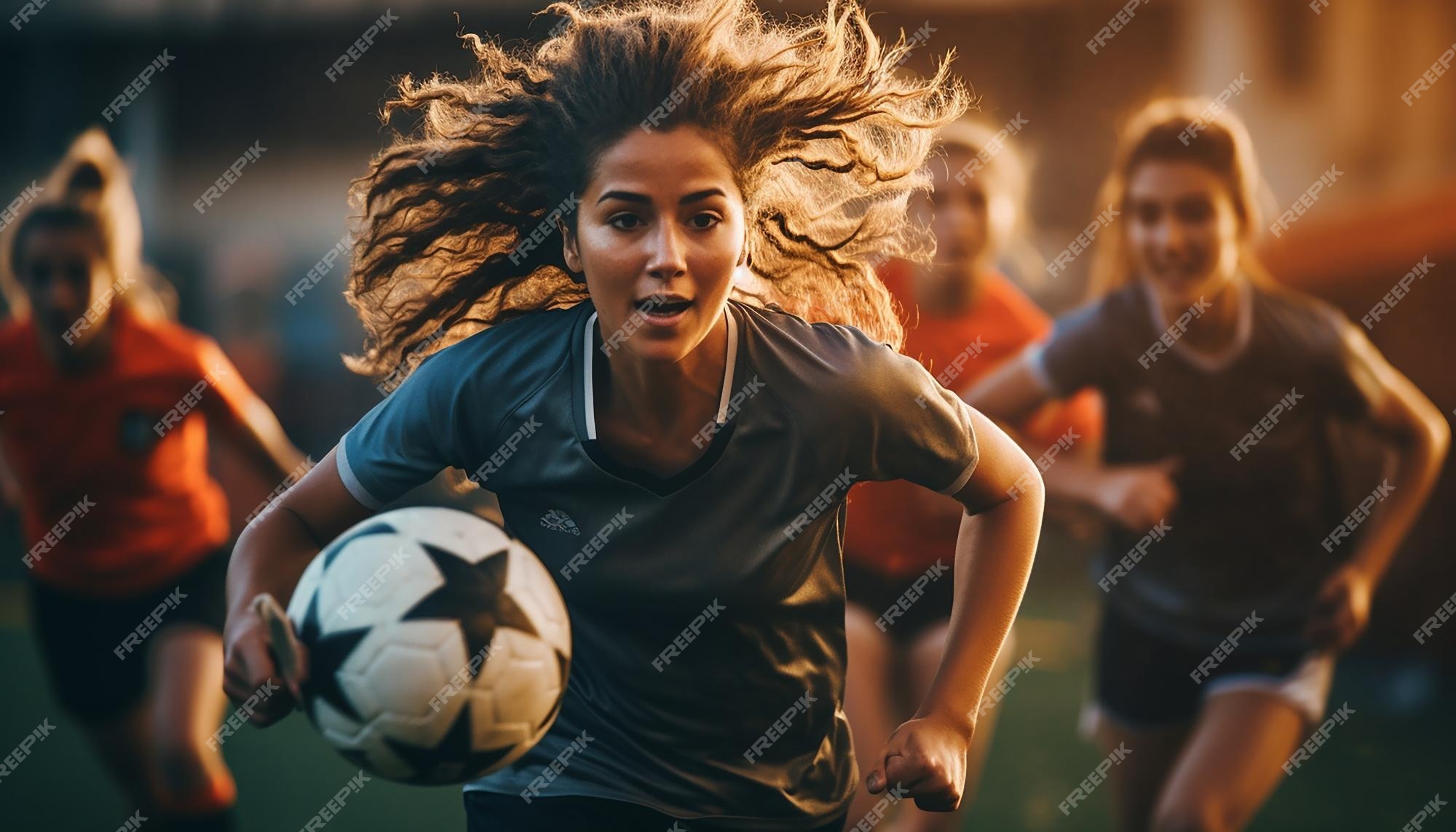 Jogo de futebol feminino no campo de futebol fotografia editorial